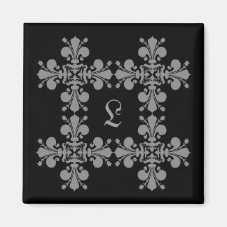 Aimant Élégance gothique fleur de lis damask monogramme