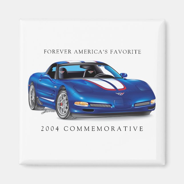 Aimant Elegant 2004 Commemorative Vette Illustration (Devant)