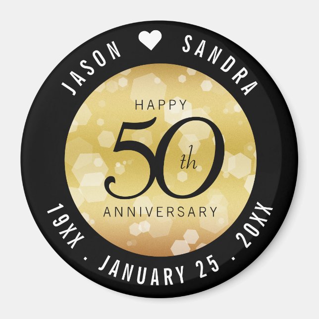 Aimant Elegant 50th Golden Wedding Anniversary (Devant)