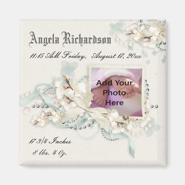 Aimant Elegant Baby Boy ou Girl Scrapbook cadre photo (Devant)