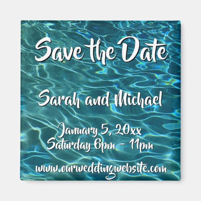 Aimant Elégant bleu eau turquoise motif vagues de lac océ (Devant)