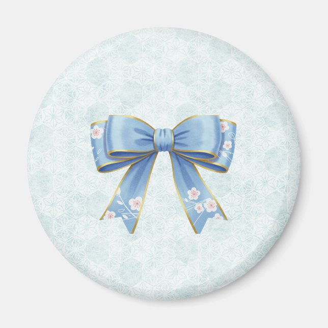 Aimant Elegant Blue Bow Engagement Party Invitation (Devant)