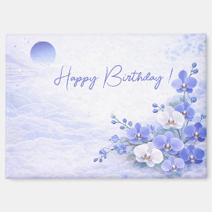 Aimant Elegant Blue Orchid Birthday