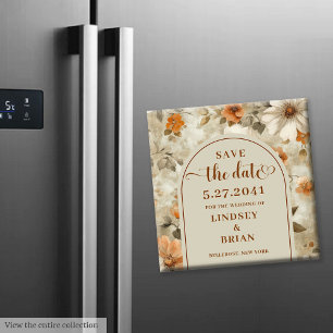 Aimant Élégant Bohème Ivoire Olivâtre Floral Date de l'év