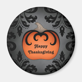 Aimant Élégant citrouille de Thanksgiving sur damask