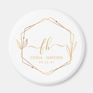 Aimant Élégant Classic Gold Monogramme Mariage initial