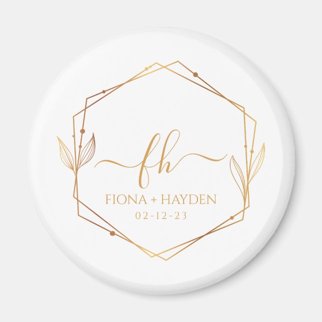 Aimant Élégant Classic Gold Monogramme Mariage initial (Devant)