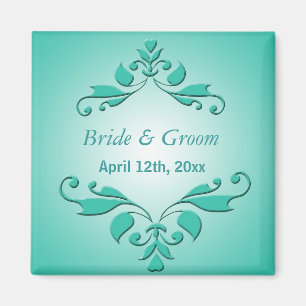 Aimant Elégant, cool turquoise décoratif floral enregistr