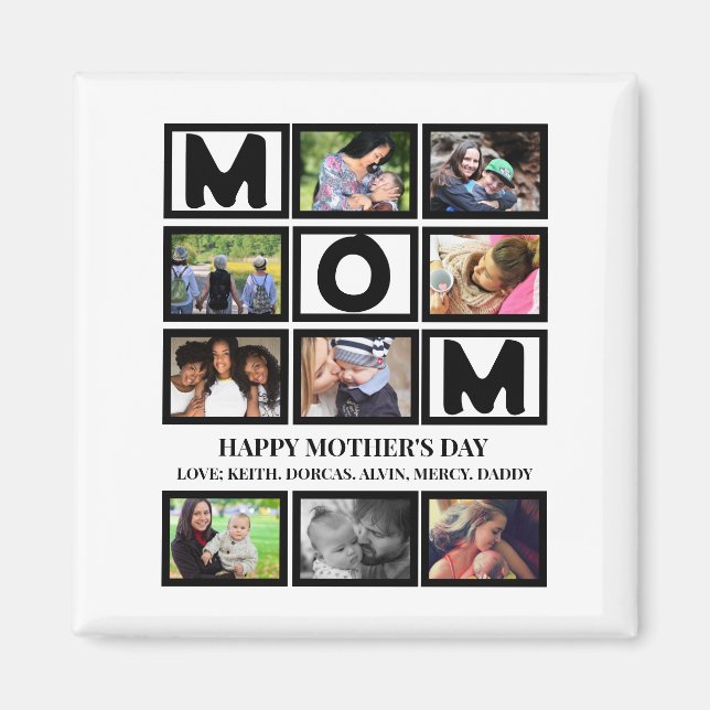 Aimant Elégant Custom Happy Mothers Day 9 Photo Collage (Devant)