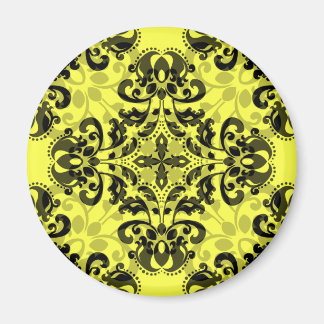 Aimant Élégant damas noir et jaune