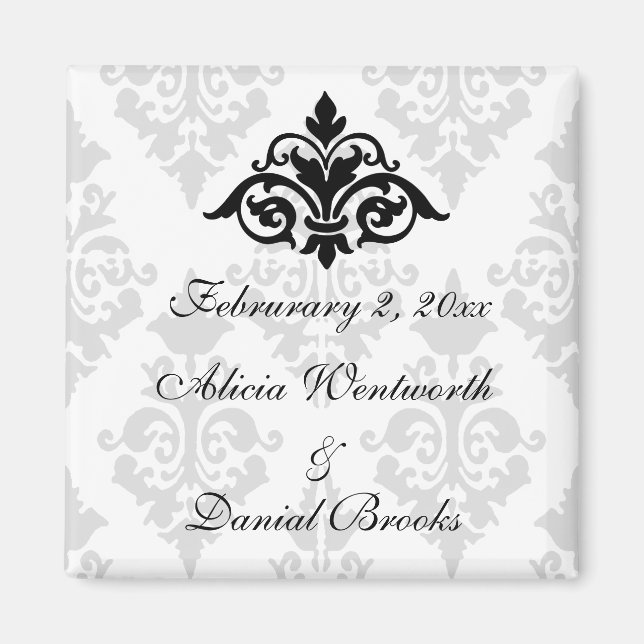 Aimant Elegant Damask Enregistrer l'aimant Date (Devant)