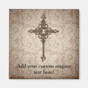 Aimant Élégant défilement Croix chrétienne avec Arrière -