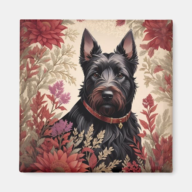 Aimant Elégant écossais Terrier Portrait de chien (Devant)