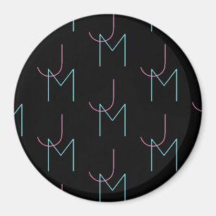 Aimant Élégant Éditable Deux Initiales Modernes Carrelées