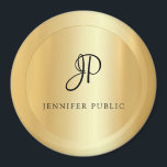 Aimant Elégant Faux Gold Modèle Monogramme Moderne Grand<br><div class="desc">Élégant Modèle Faux Or Monogramme Moderne Grand Aimant Rond.</div>