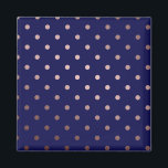 Aimant élégant faux rose or bleu pois<br><div class="desc">Design pois élégant et moderne.</div>