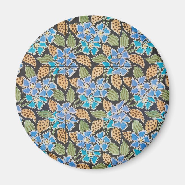 Aimant Élégant Fleur Bleu Périwinkle Floral Classic (Devant)