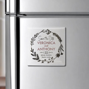 Aimant Élégant Floral Enregistrer l'aimant Date