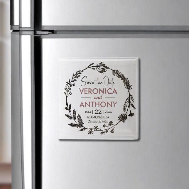 Aimant Élégant Floral Enregistrer l'aimant Date (Personalize this floral save the date magnet—easy to display and a perfect reminder for your guests!)