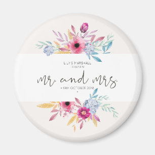 Aimant Élégant Floral M. & Mme Mariage Réfrigérateur