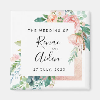 Aimant Elegant floral wedding favour magnet, wedding