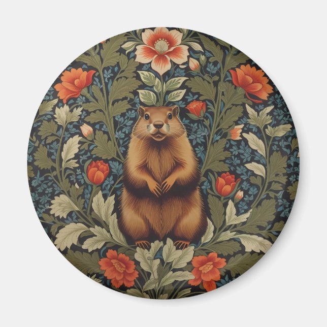 Aimant Elégant fond de terre William Morris inspiré (Devant)