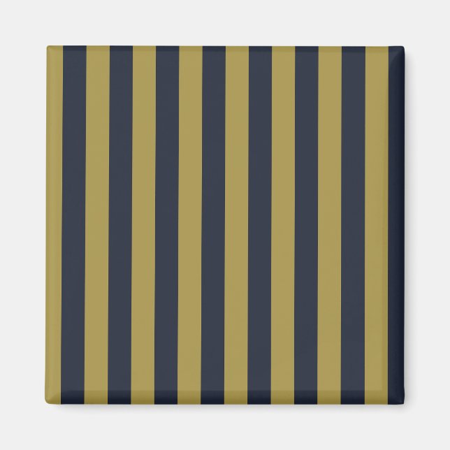 Aimant Elégant Gold & Navy Blue Vertical Stripes (Devant)