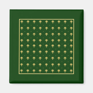 Aimant Elegant Green et Gold Damask