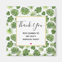 Elégant Green Tropical Feuille Motif Anniversaire