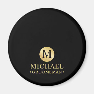 Aimant Élégant Groomsmen Personnalisé Noir et Or