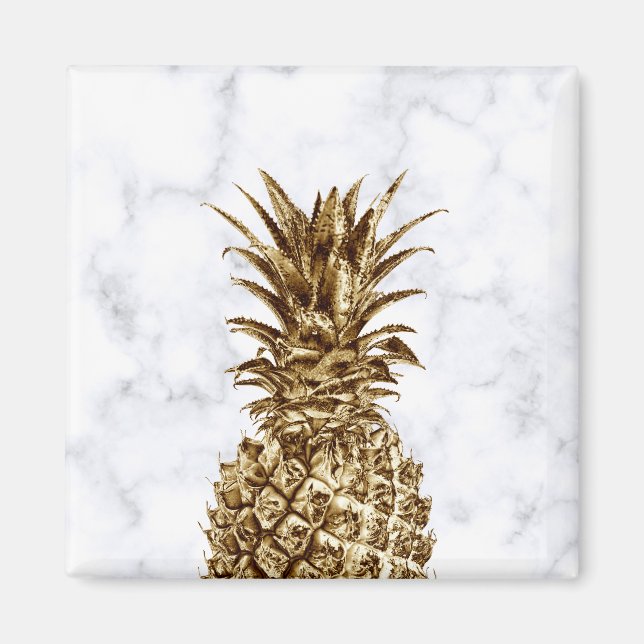 Aimant élégant joli ceinture en or et blanc marbre ananas (Devant)