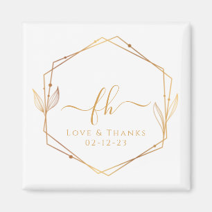 Aimant Élégant Mariage de Merci Monogramme Or Blanc