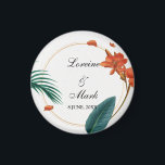 Aimant Élégant Mariage floral tropical<br><div class="desc">Le design présente un design floral tropical magnifique et vibrant qui respire l'élégance et le raffinement. La végétation luxuriante et les fleurs vibrantes sont une parfaite représentation de la beauté et du charme d'un mariage tropical. La typographie élégante et la disposition élégante complètent le design floral tropical, créant un design...</div>