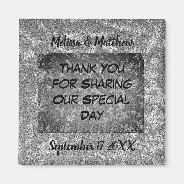 Aimant Élégant Mariage invité Merci marbré (Devant)