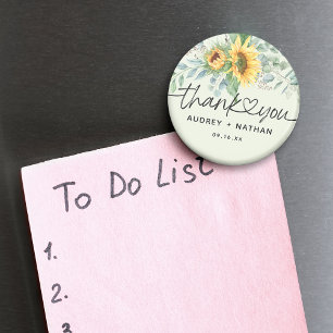 Aimant Élégant Mariage Merci de tournesol Eucalyptus