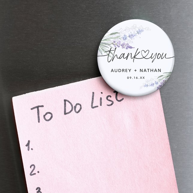Aimant Elégant Merci d'aquarelle Lavender Mariage (Elegant Lavender Watercolor Thank You Wedding Magnet)