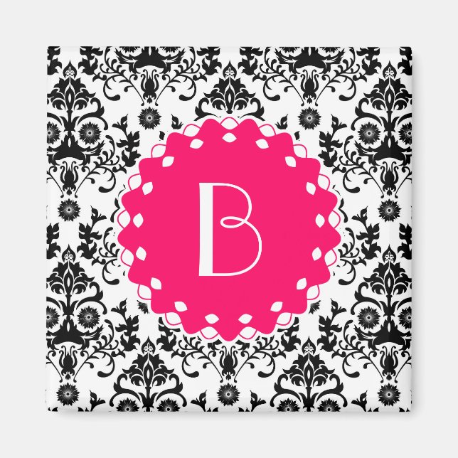 Aimant Elégant modèle Damask avec Monogramme (Devant)
