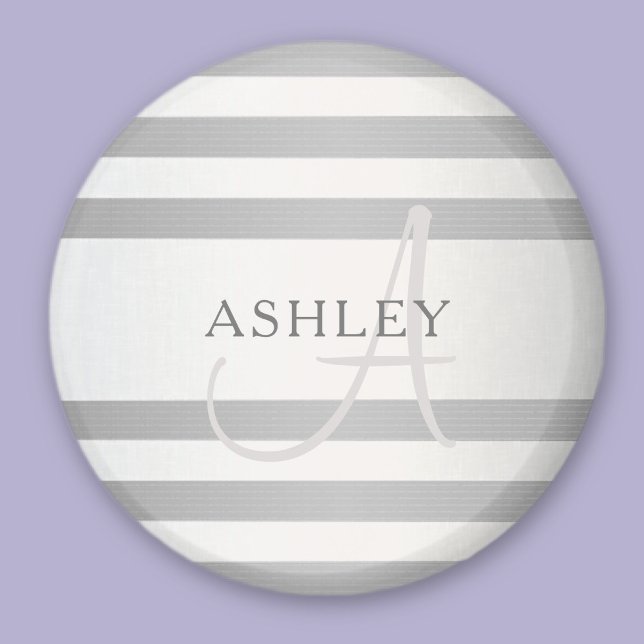 Aimant Élégant Monogramme Faux Gris Argent Gris Gris (Créateur téléchargé)