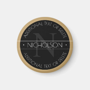 Aimant Élégant Monogramme moderne modifiable Noir Blanc O