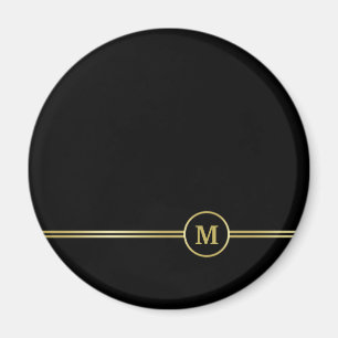 Aimant Élégant Monogramme or sur noir