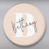 Élégant Monogramme rose pâle moderne