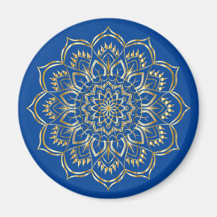 Aimant Élégant Motif de mandala bleu et or