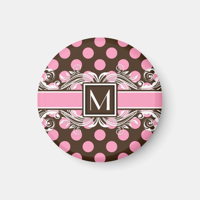 Aimant Élégant Motif de points géométriques monogrammes (Devant)
