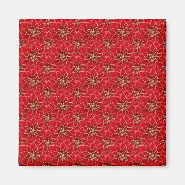 Aimant Élégant motif floral rouge (Devant)