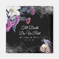 Élégant noir violet gothique Mariage crâne floral