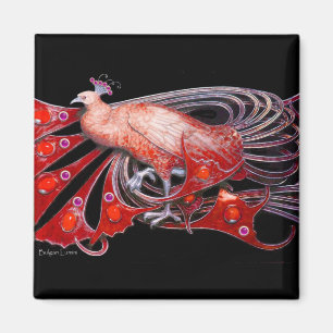 AIMANT ELÉGANT PEACOCK EN ROUGE, NOIR