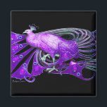 AIMANT ÉLÉGANT PEACOCK EN VIOLET VIOLET VIOLET, NOIR<br><div class="desc">Design numérique par Bulgan Lumini. Partie de la nouvelle collection ARCADIA.</div>