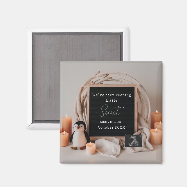 Aimant Elegant Penguin Pregnancy Announcement keepsake  (Recto/Verso)