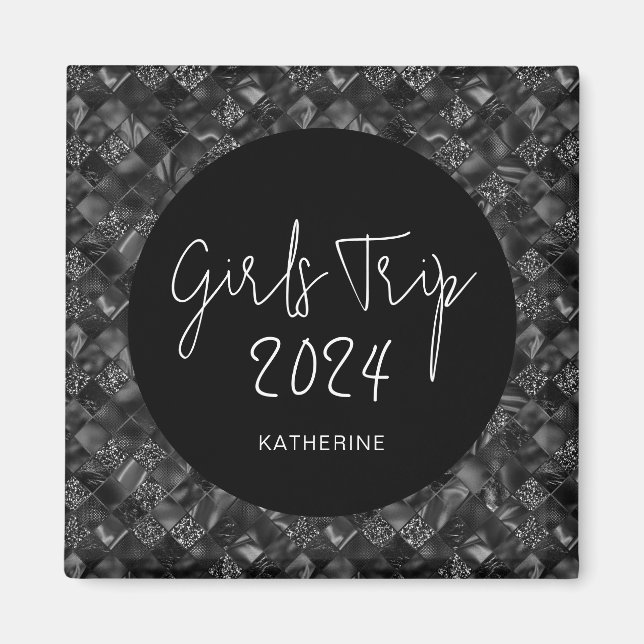 Aimant Élégant Personnalisé Faux Paillettes et Feuille po (Devant)