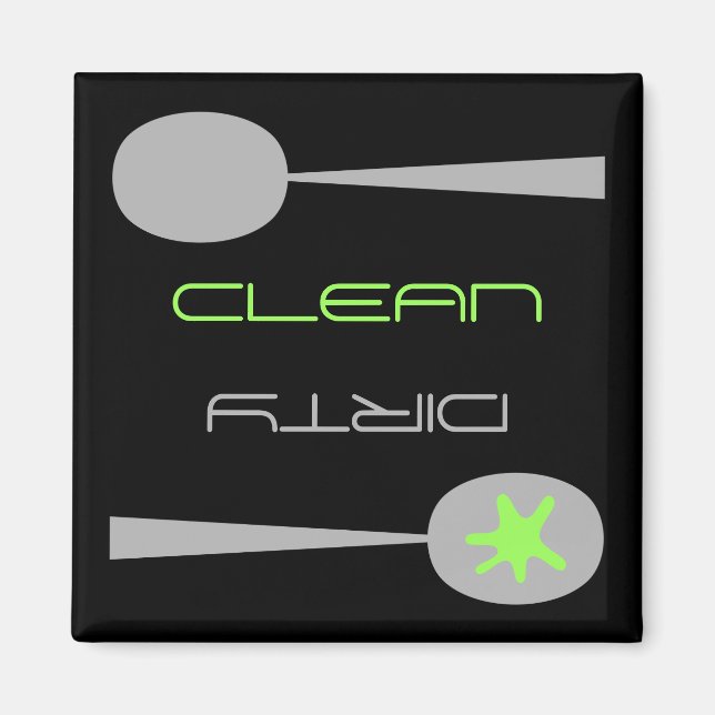 Aimant élégant, propre ou sale pour lave-vaisselle (Devant)